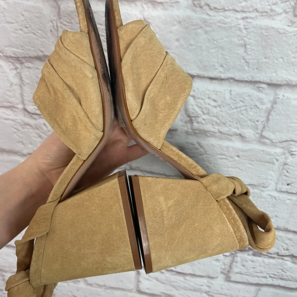 Schutz Tan Suede Monia Block Tie Heel Size 8B - Picture 8 of 9